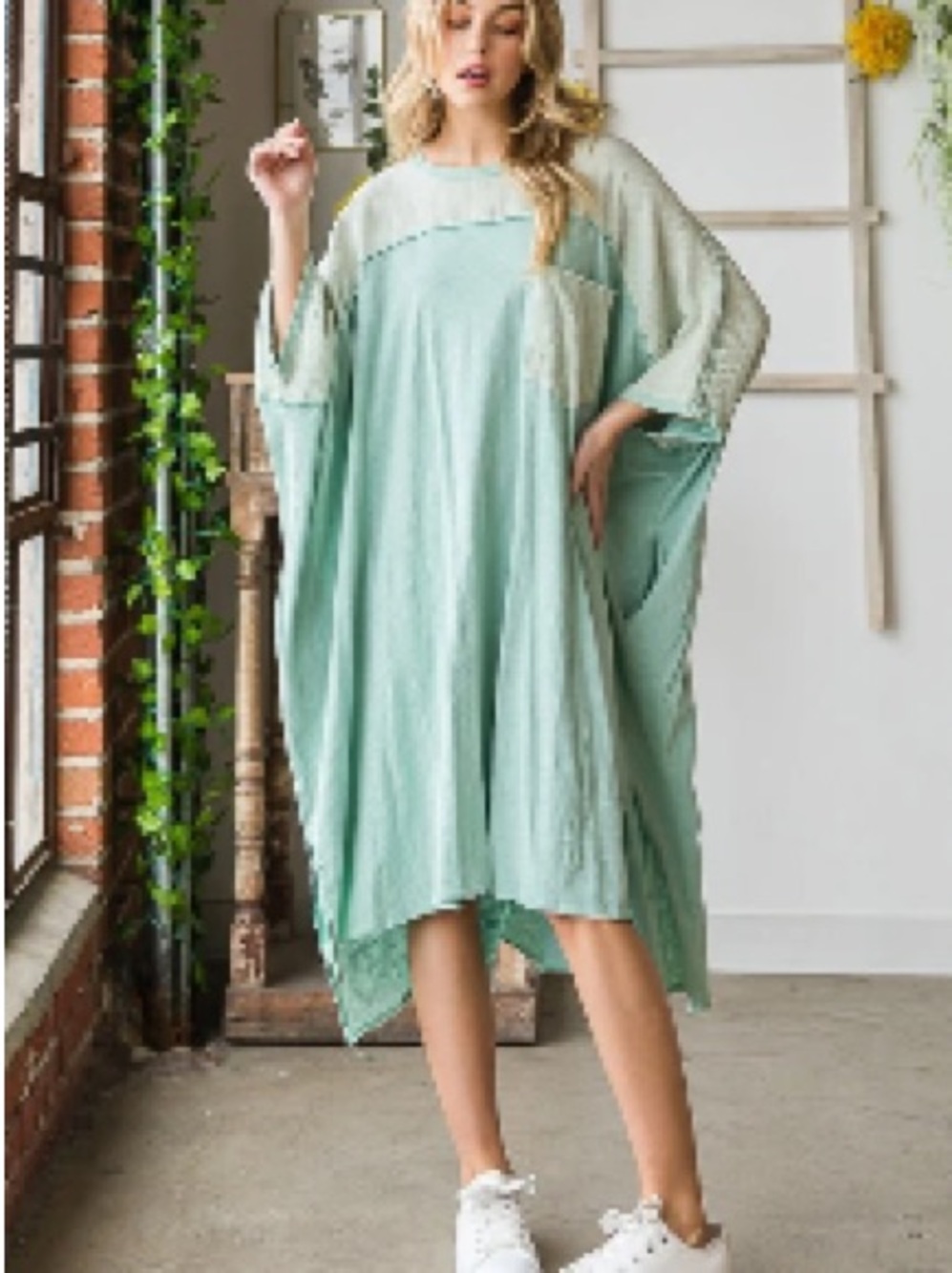 Oli & Hali Oversized Colorblock Boho Midi Dress L/XL